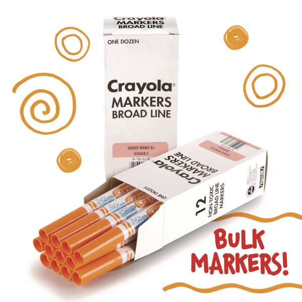 Broad Line Washable Markers, Broad Bullet Tip, Orange, 12 Box Discount - Image 2