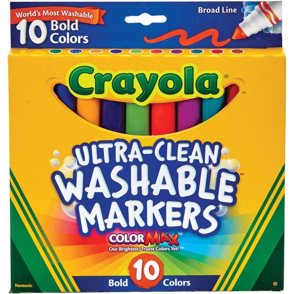 Crayola Bold Colors Washable Markers - Broad Marker Point - Conical Marker Point Style - Plum, Golden Yellow, Primrose, Azure, Copper, Emerald, Teal, Raspberry, Kiwi, Pumpkin - 10   Pack Sale - Image 3