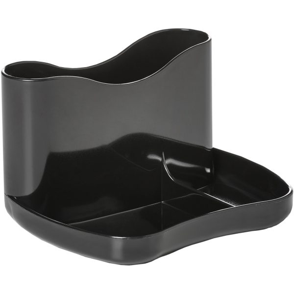 Deflecto AntiMicrobial Desk Caddy - 4 Compartment(s) - 3.7  Height x 6  Width x 4.7  DepthDesktop - Antimicrobial, Mildew Resistant - Black - Polystyrene Online Hot Sale