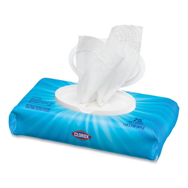 Disinfecting Wipes, Easy Pull Pack, 1-Ply, 8 x 7, Fresh Scent, White, 75 Towels Box, 6 Boxes Carton Hot on Sale